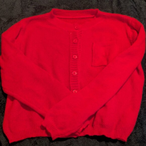 Bright Red Button-Front Cardigan - Picture 1 of 6
